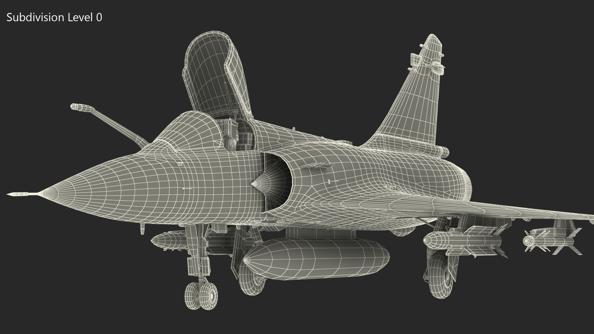 3D model French Air Force Mirage 2000C with Armament Rigged