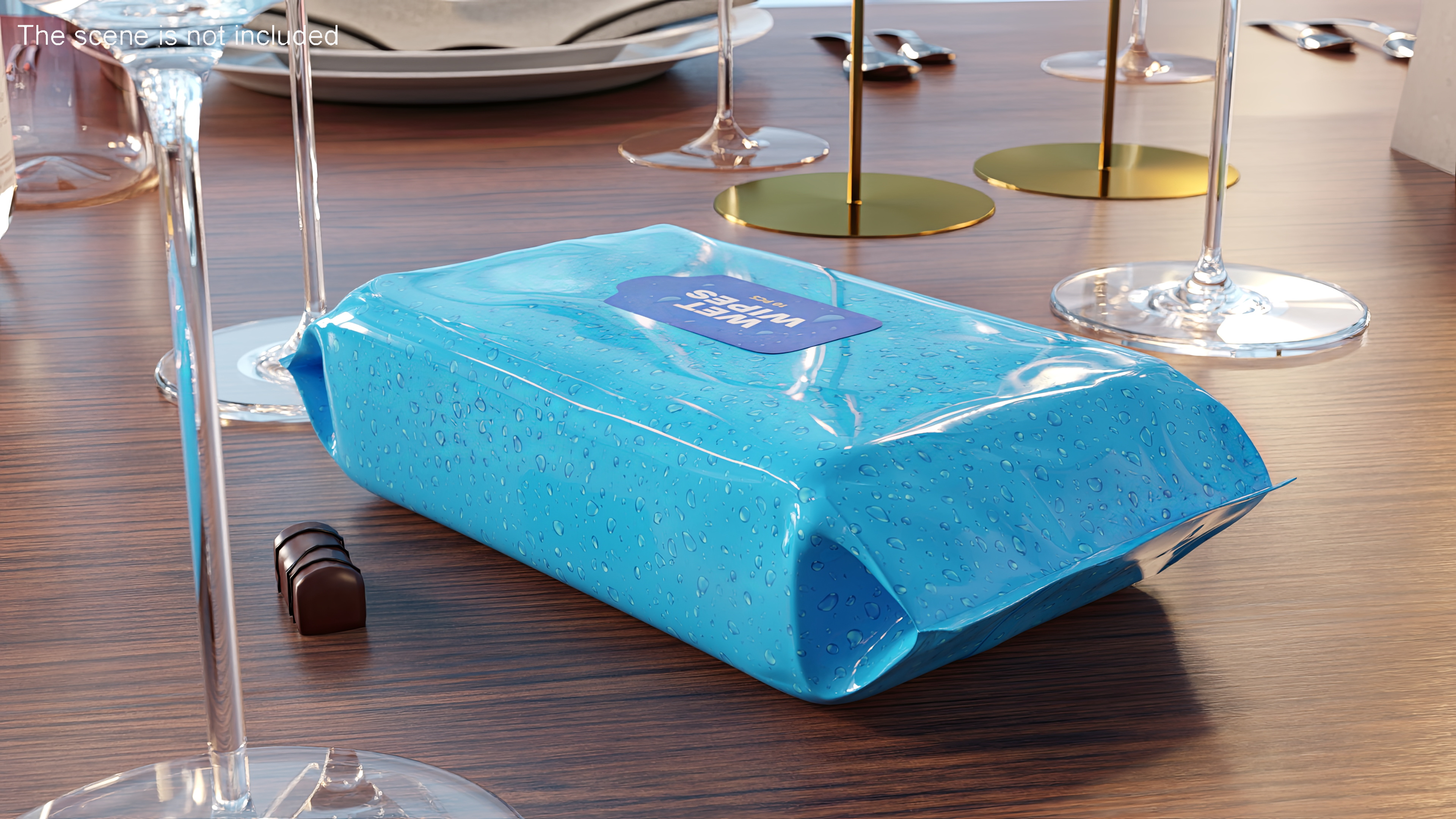 3D Wet Wipes in a Large Blue Package model