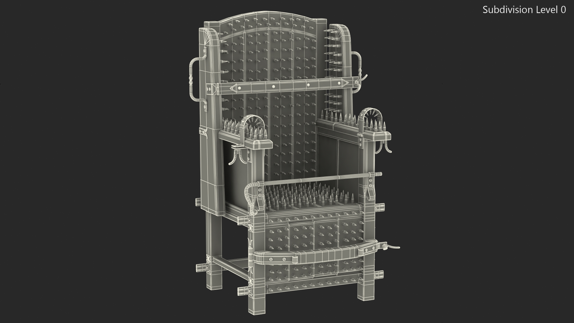 Medieval Torture Chair with Spikes 3D model