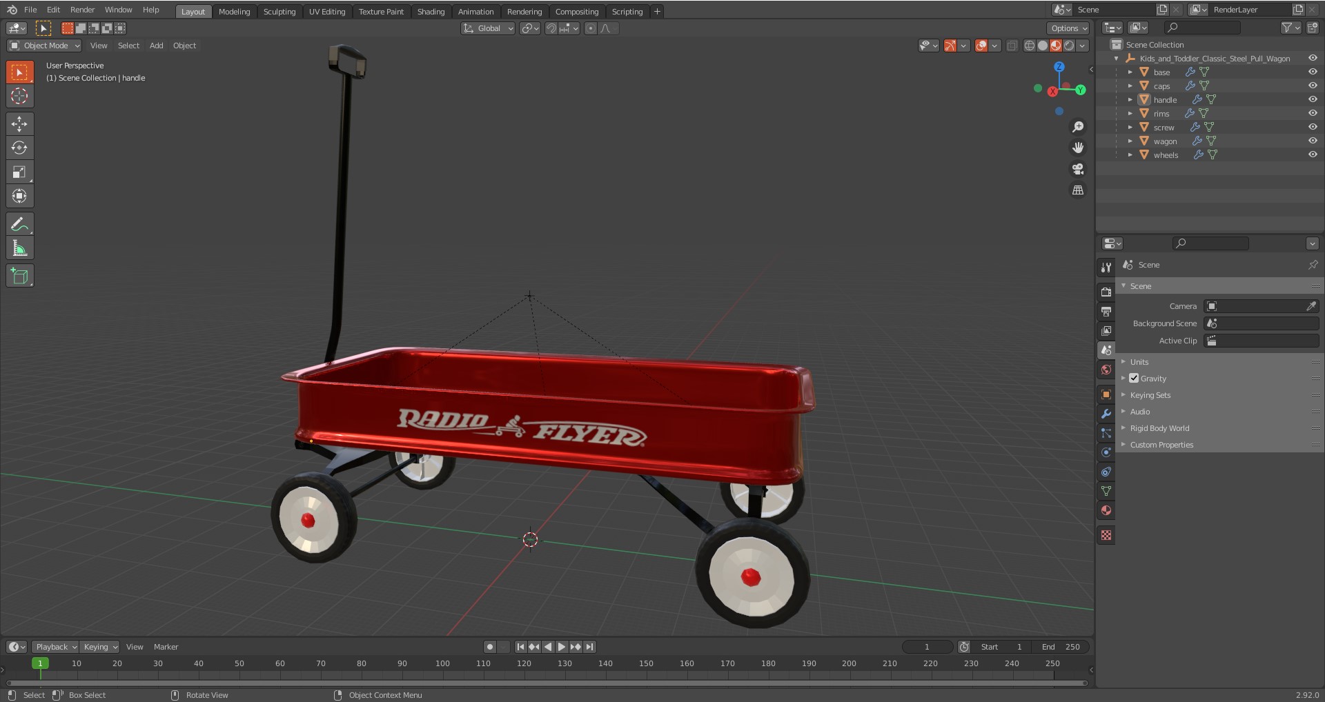 3D Kids and Toddler Classic Steel Pull Wagon
