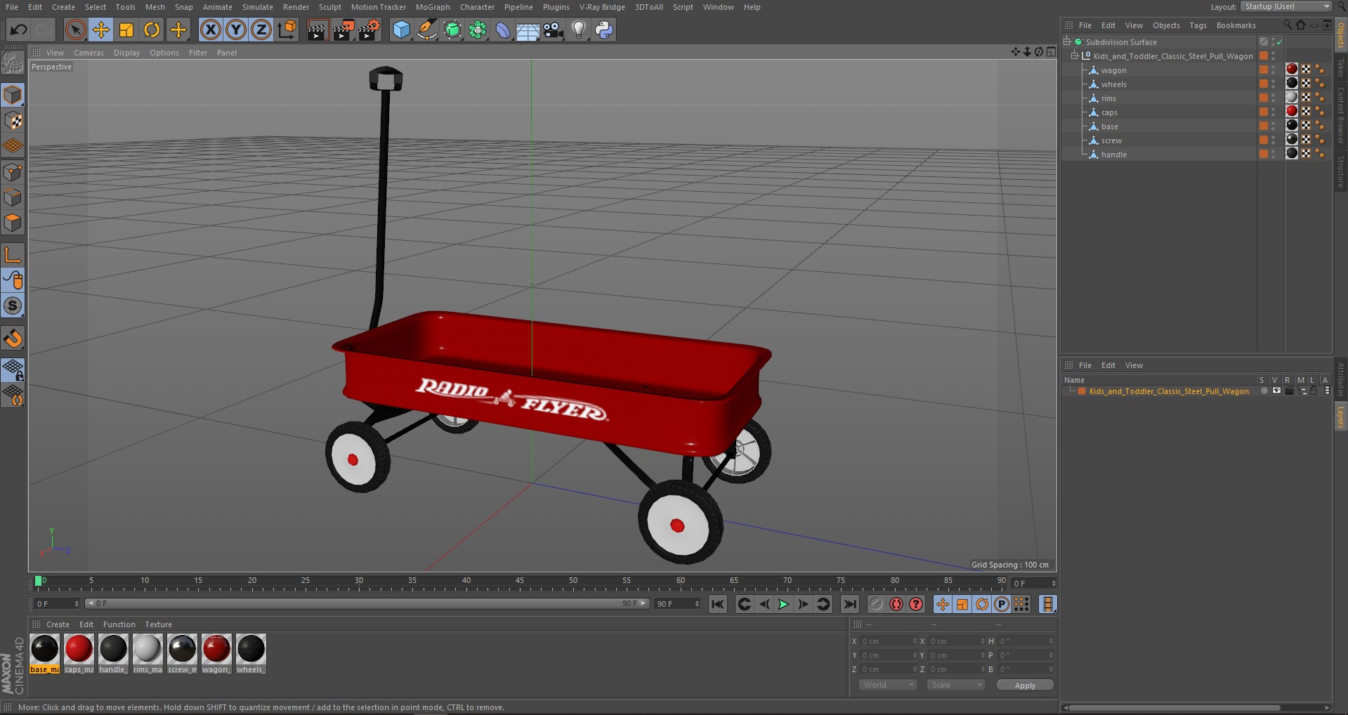 3D Kids and Toddler Classic Steel Pull Wagon
