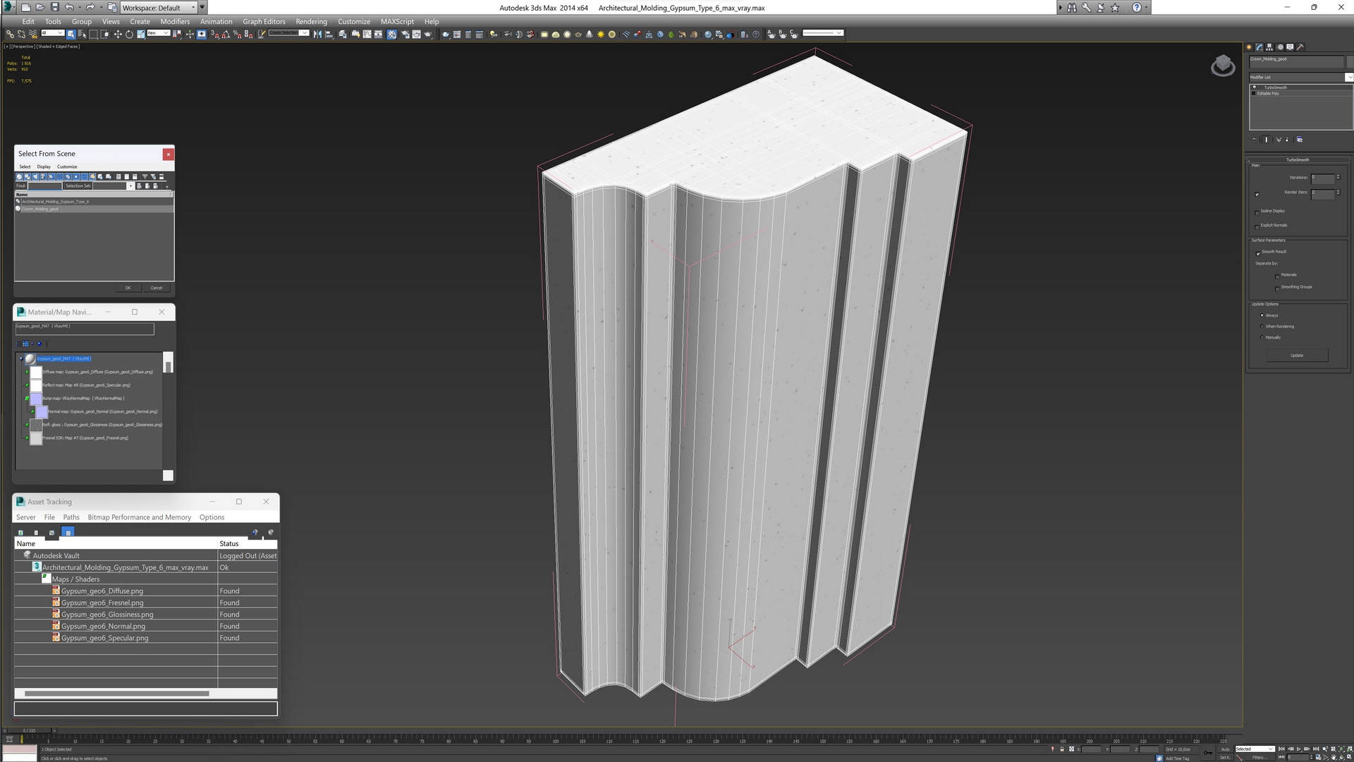 3D model Architectural Molding Gypsum Type 6