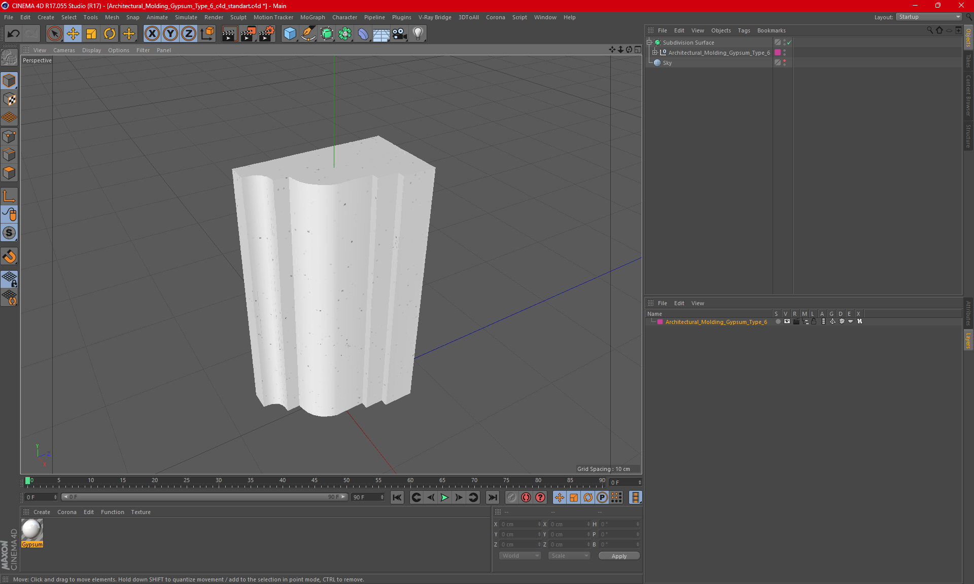 3D model Architectural Molding Gypsum Type 6