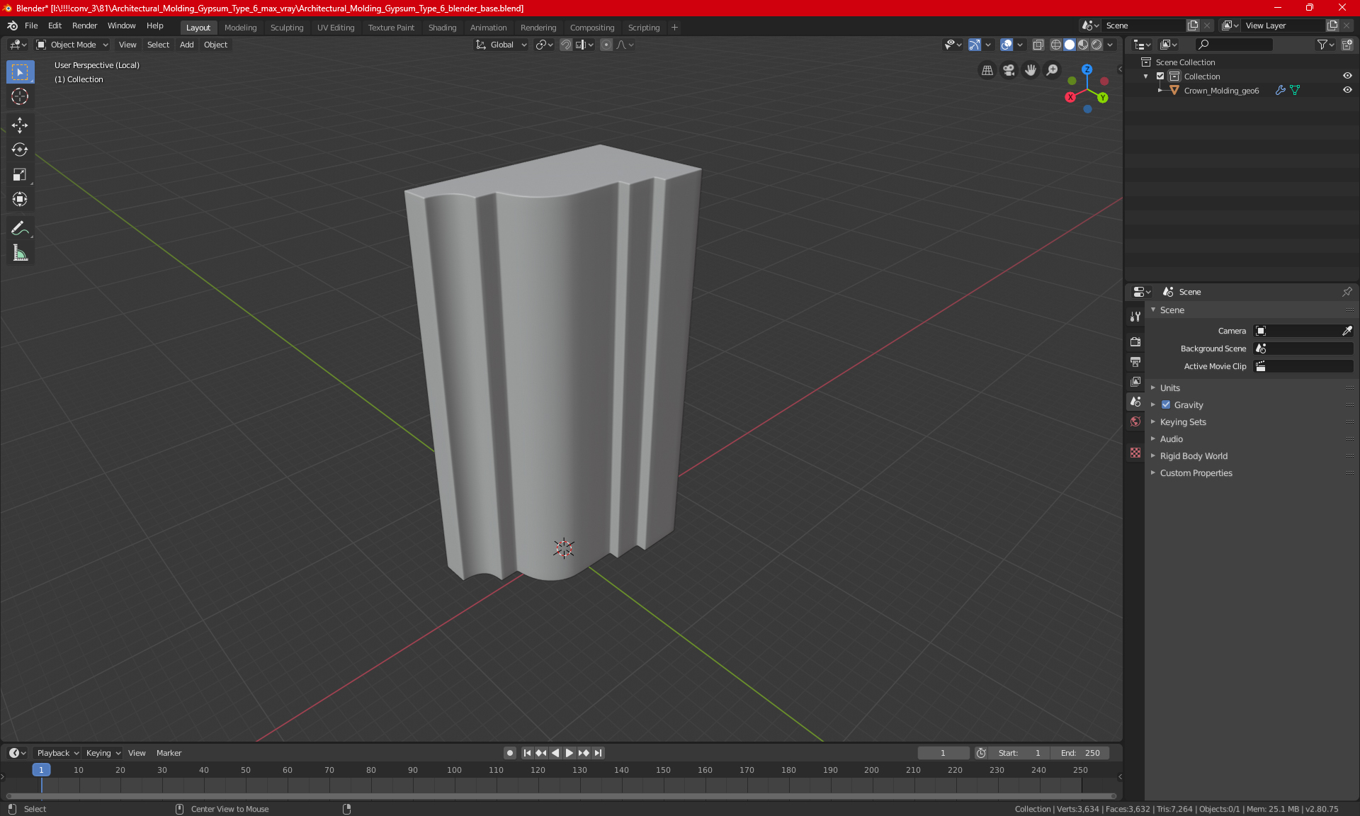 3D model Architectural Molding Gypsum Type 6
