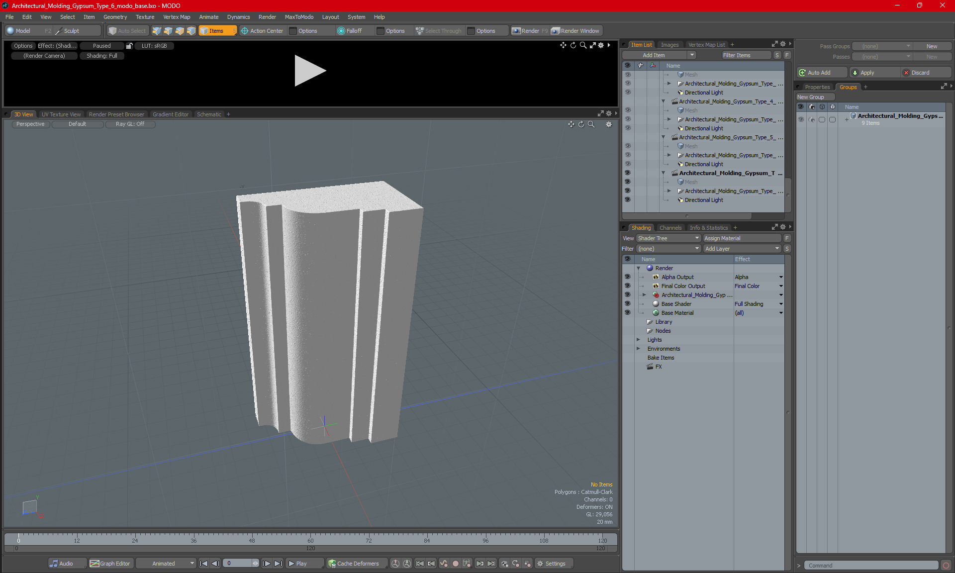3D model Architectural Molding Gypsum Type 6