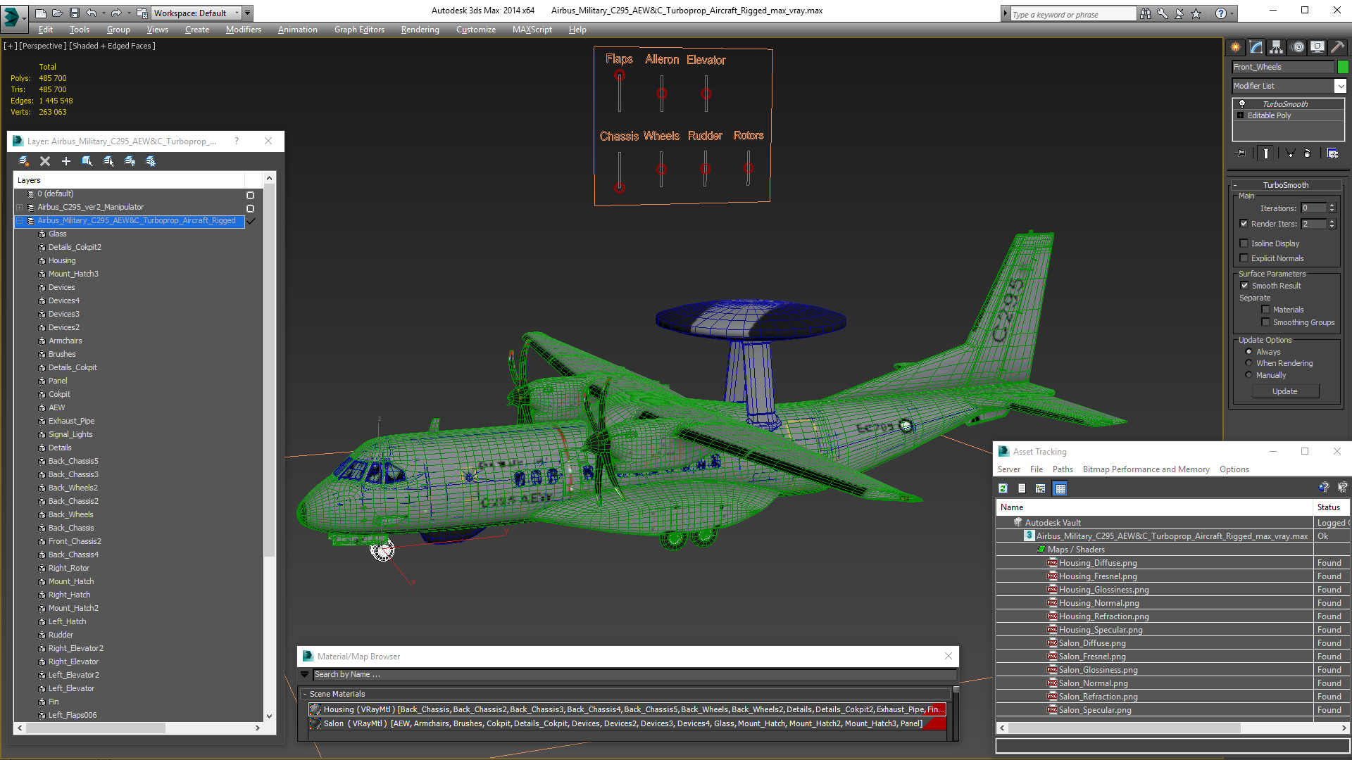 Airbus Military C295 AEW-C Turboprop Aircraft Rigged 3D