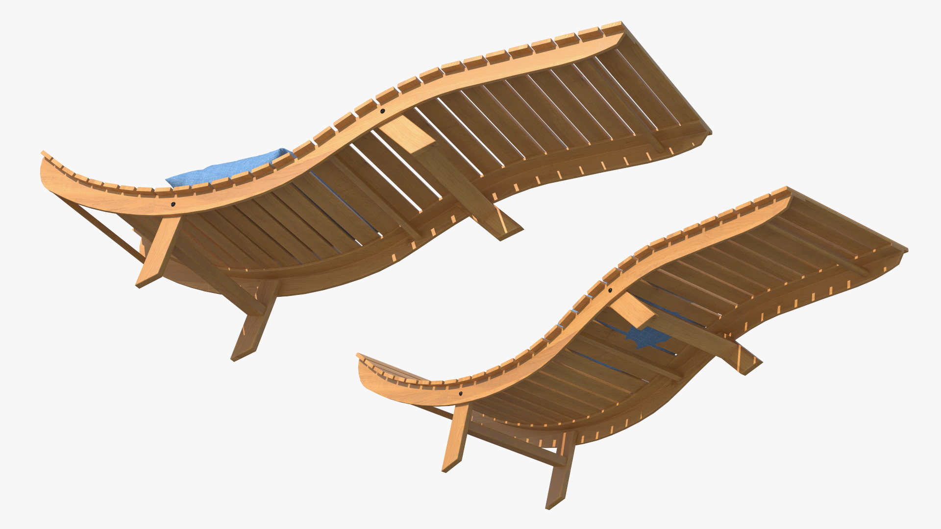 3D Beach Loungers with Umbrella model