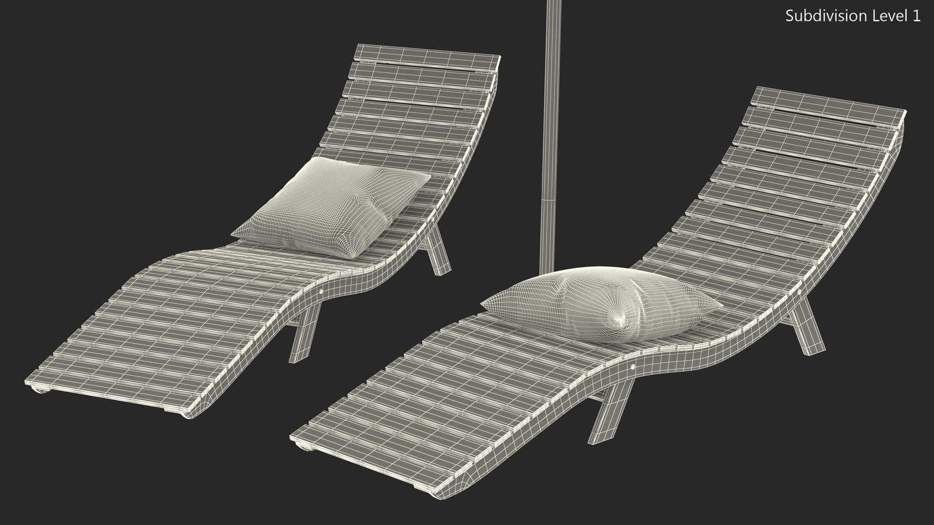 3D Beach Loungers with Umbrella model