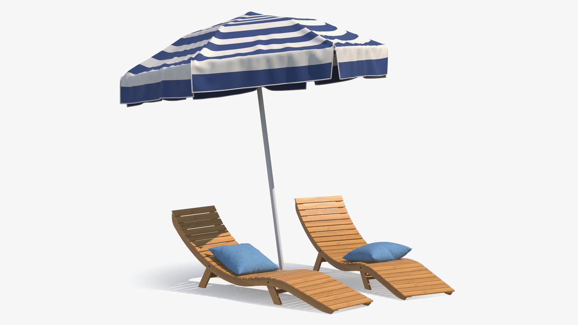 3D Beach Loungers with Umbrella model