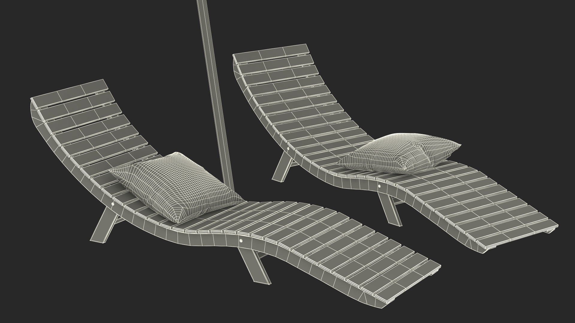 3D Beach Loungers with Umbrella model