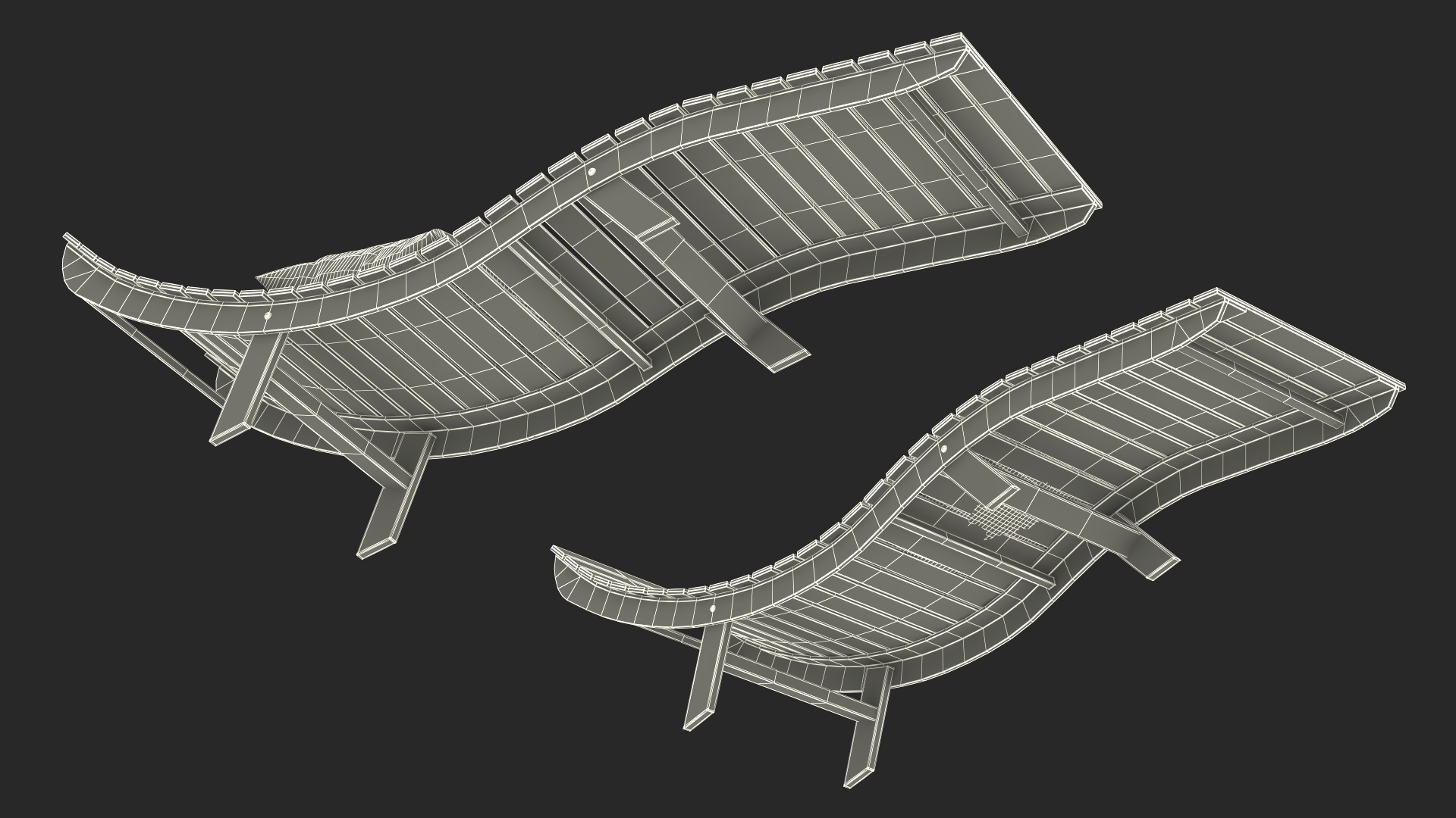 3D Beach Loungers with Umbrella model