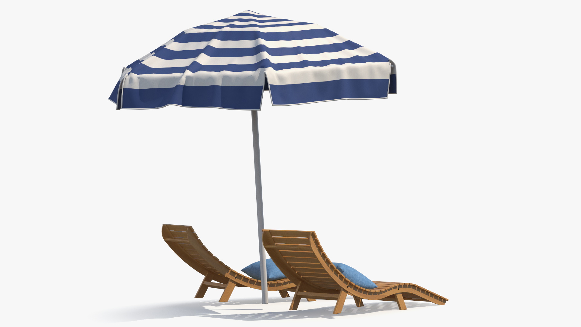 3D Beach Loungers with Umbrella model