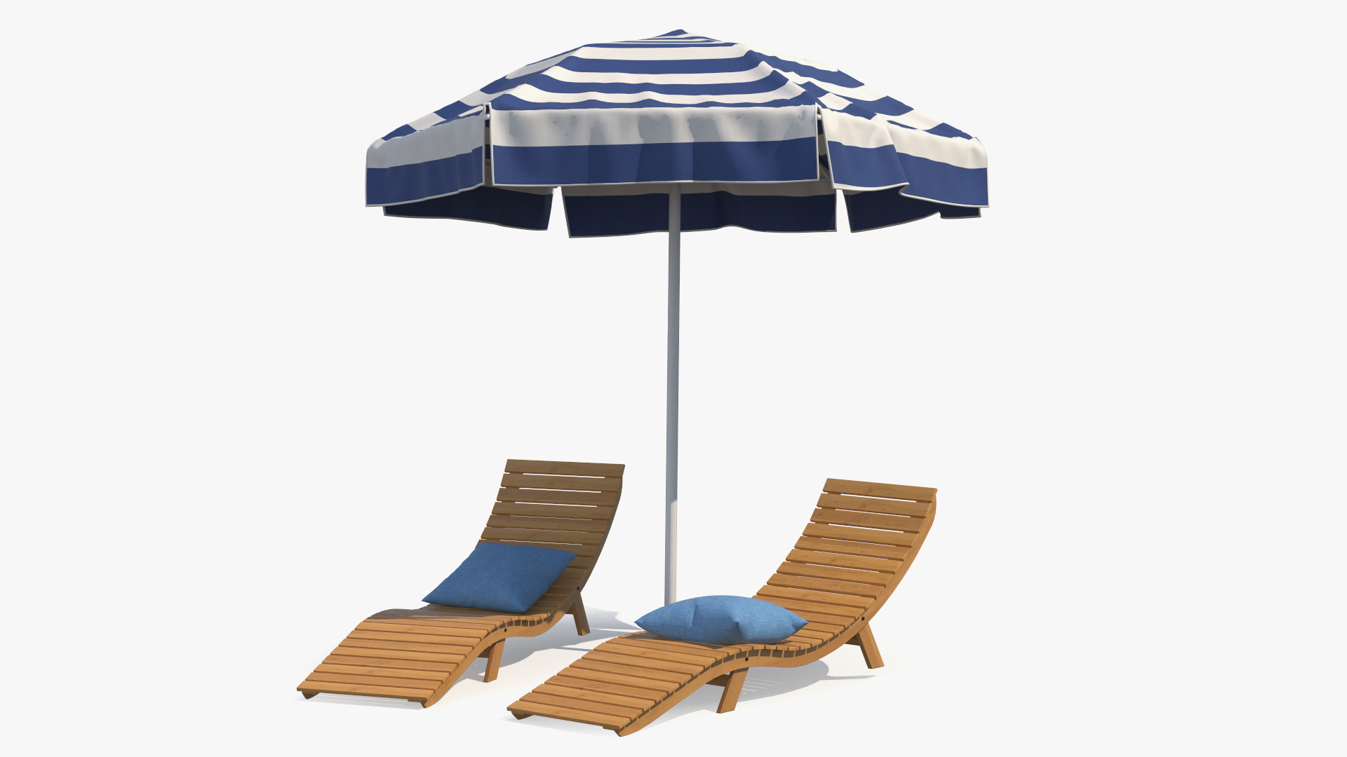 3D Beach Loungers with Umbrella model