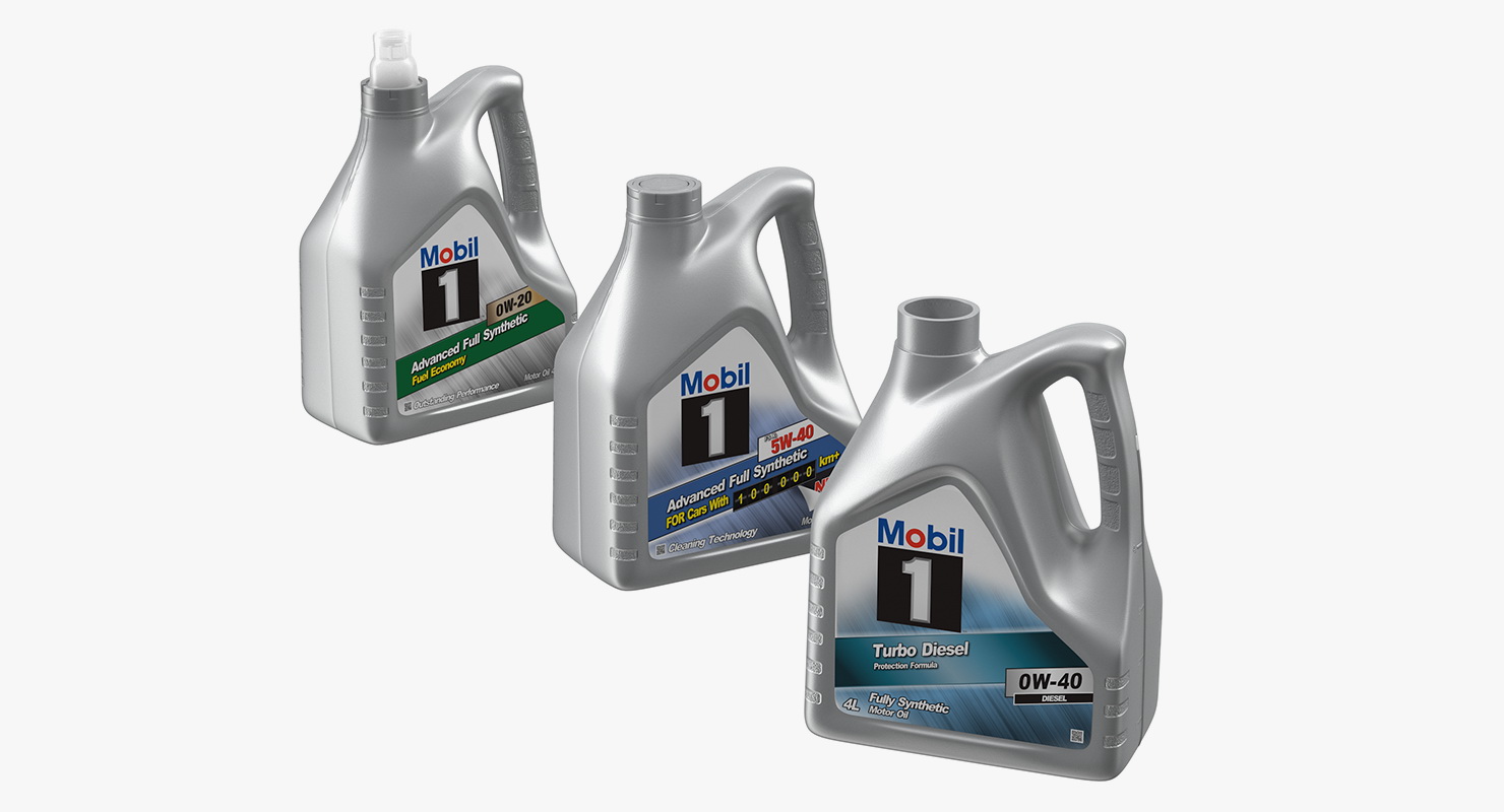 Engine Mobil Oil Bottles 3D model