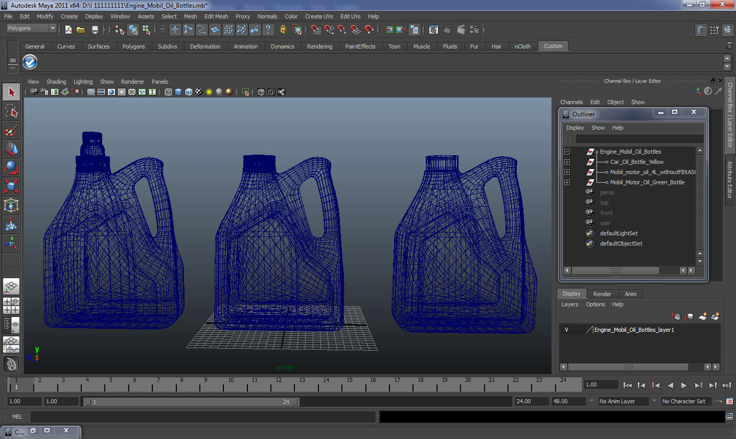 Engine Mobil Oil Bottles 3D model