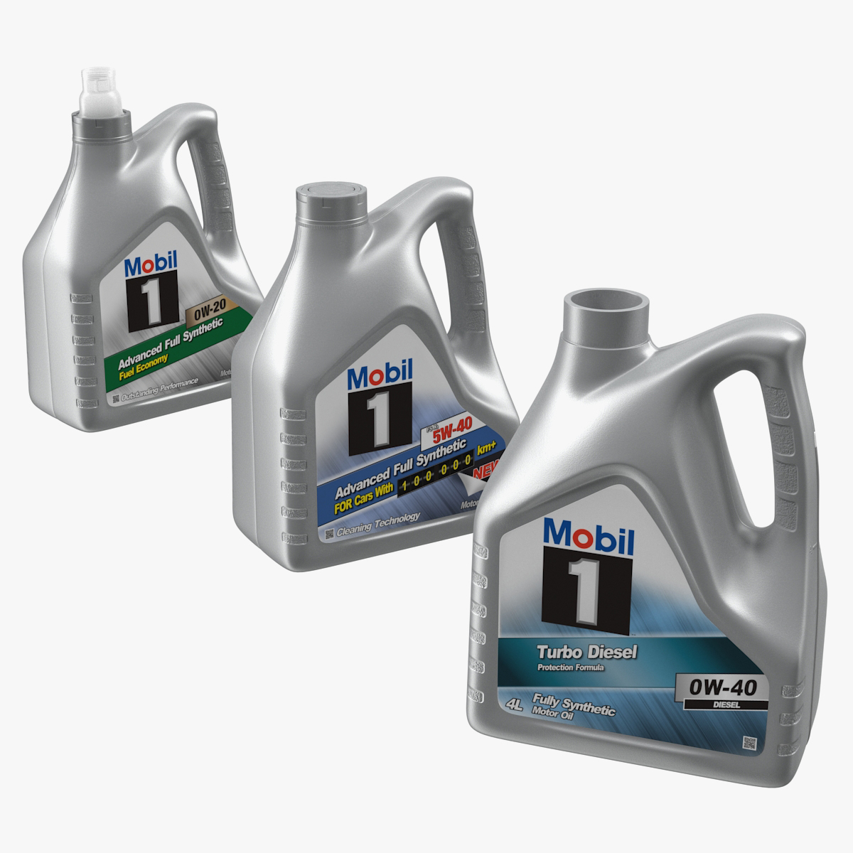 Engine Mobil Oil Bottles 3D Models