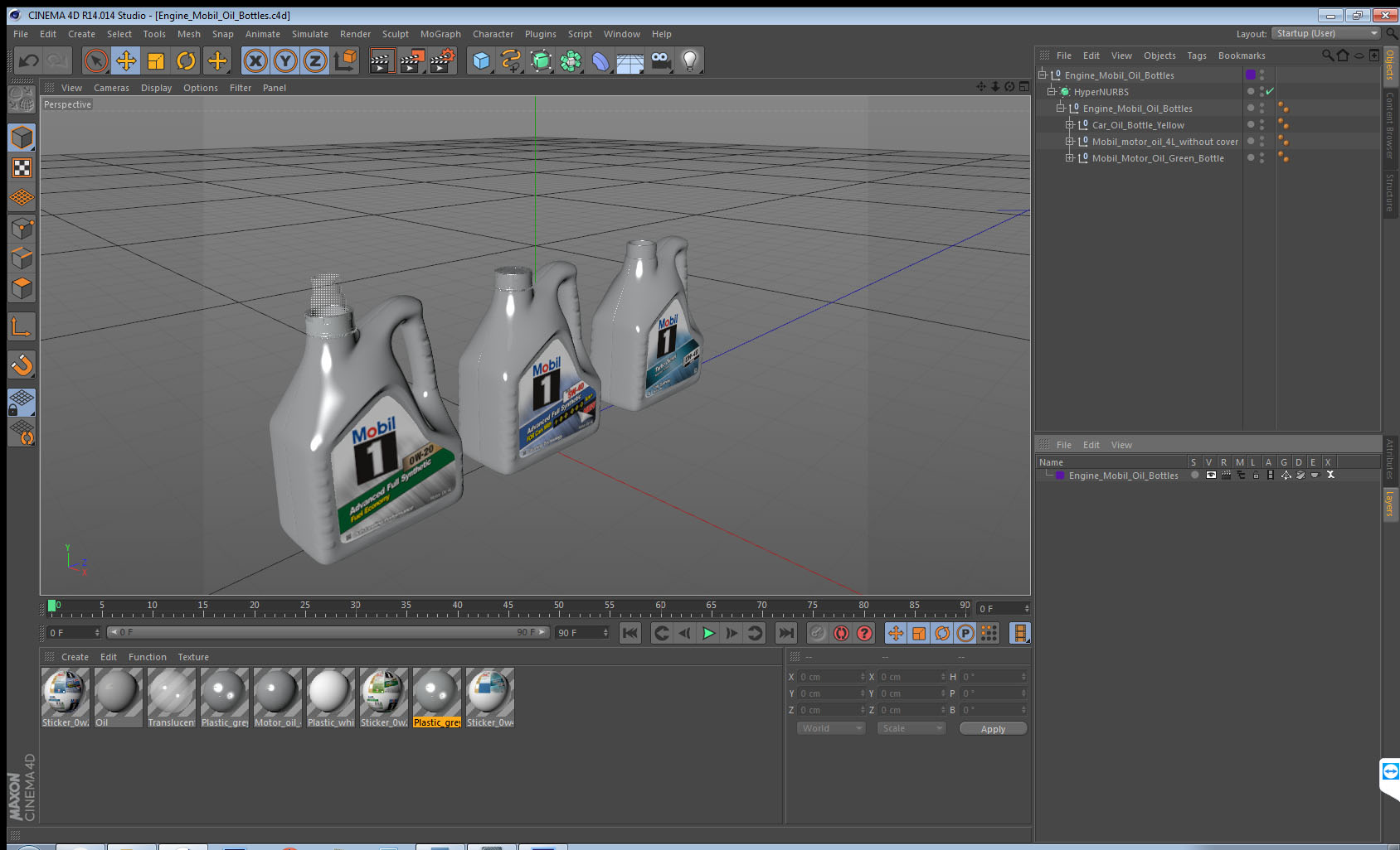 Engine Mobil Oil Bottles 3D model