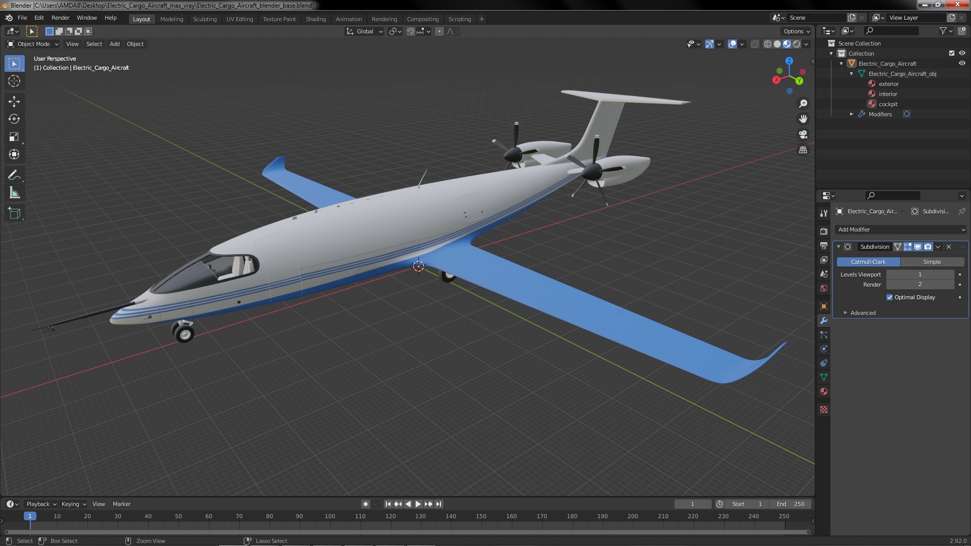 3D Electric Cargo Aircraft model