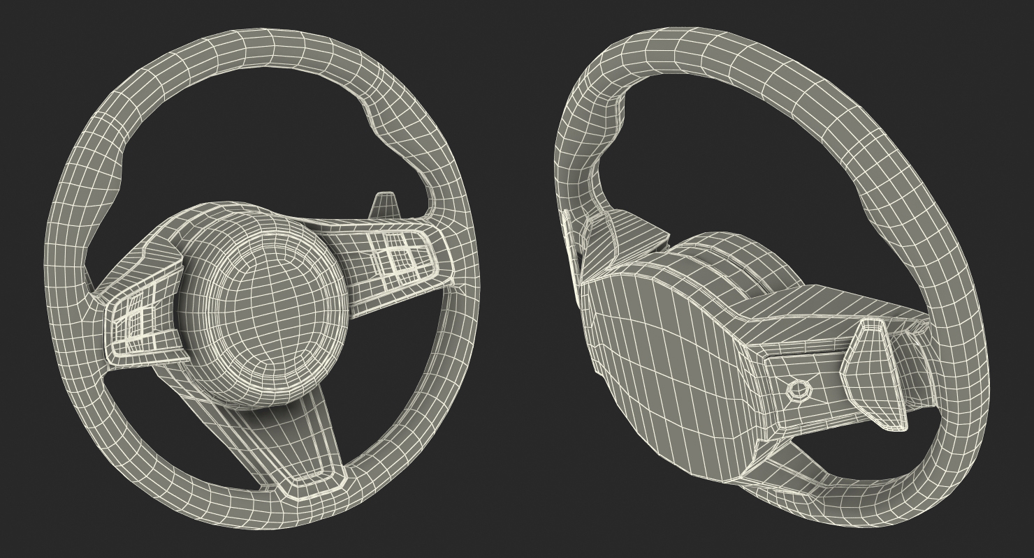 3D model Steering Wheel with Airbag Animated