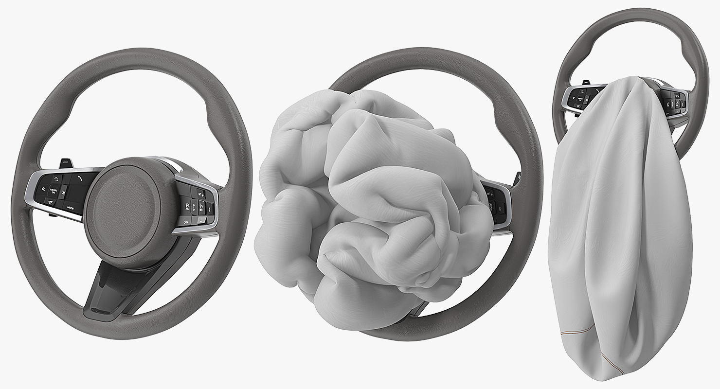 3D model Steering Wheel with Airbag Animated