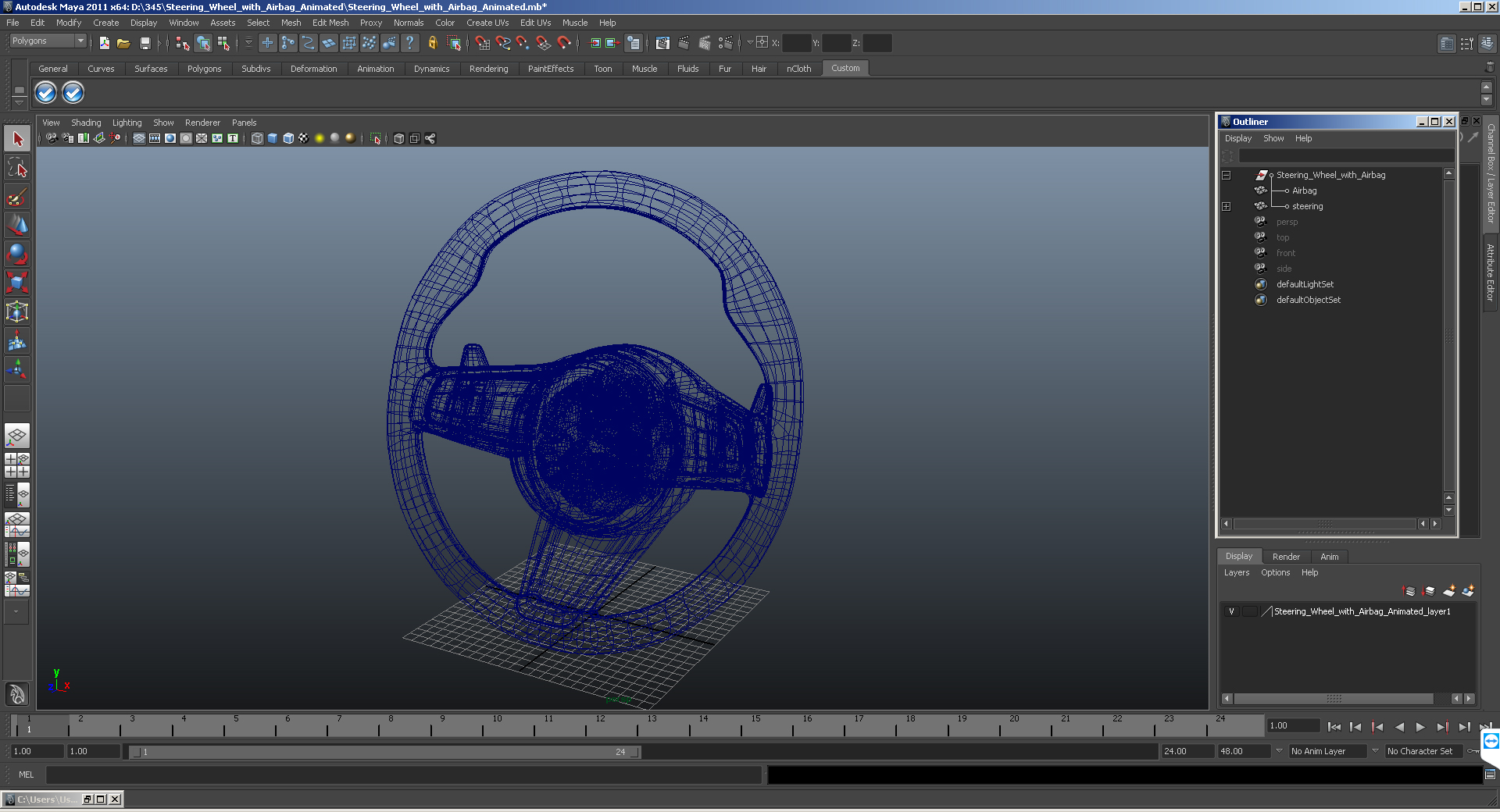3D model Steering Wheel with Airbag Animated
