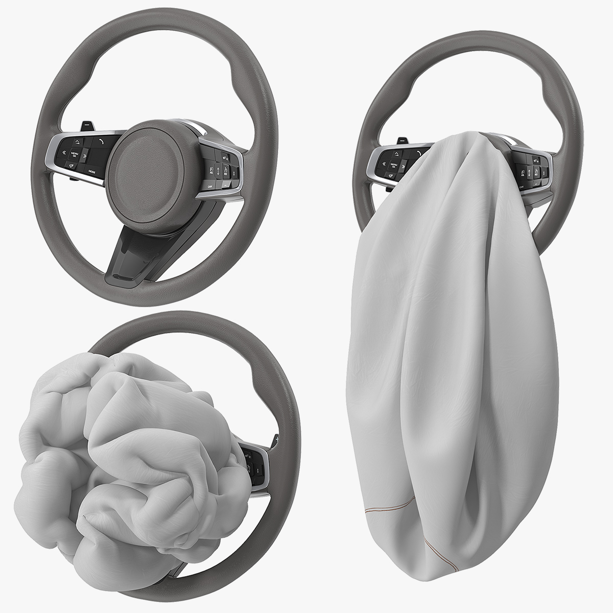 3D model Steering Wheel with Airbag Animated