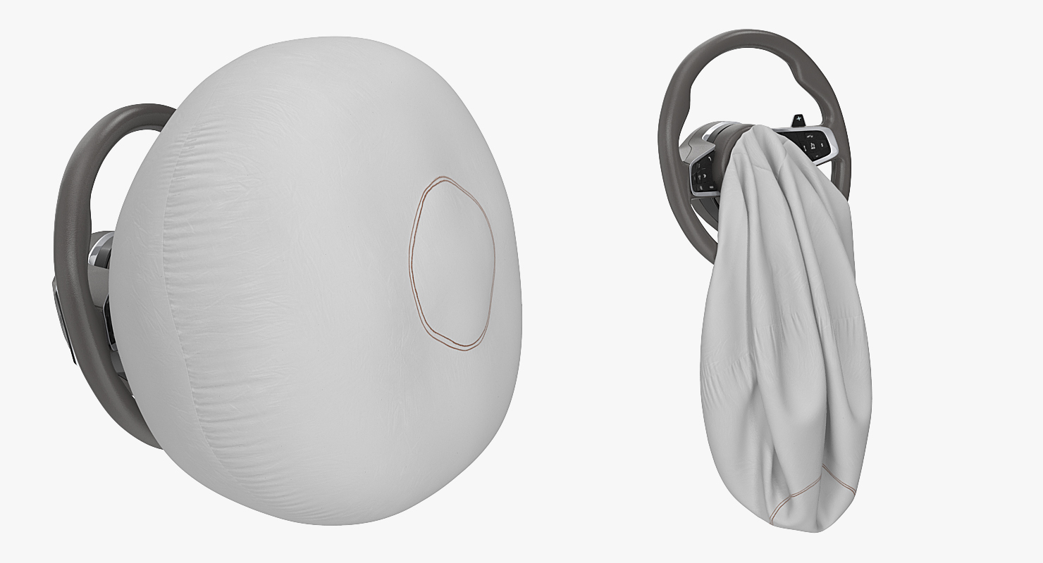 3D model Steering Wheel with Airbag Animated