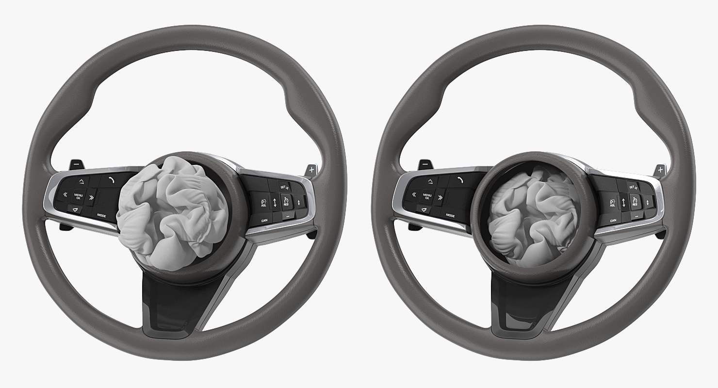 3D model Steering Wheel with Airbag Animated