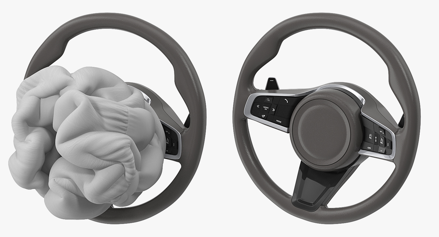 3D model Steering Wheel with Airbag Animated