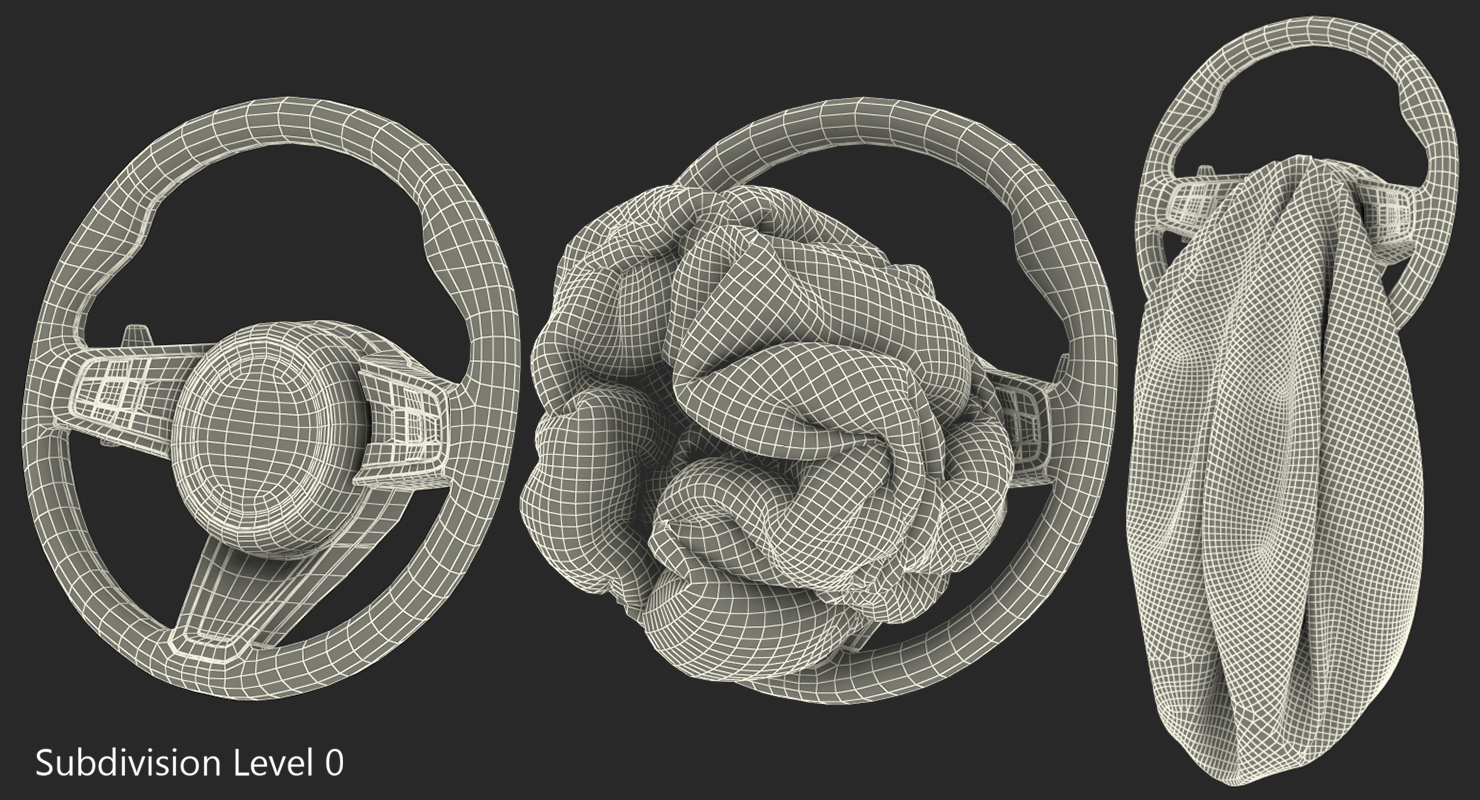 3D model Steering Wheel with Airbag Animated