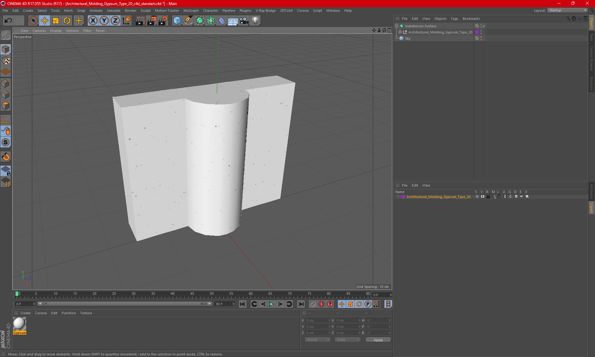 3D Architectural Molding Gypsum Type 20