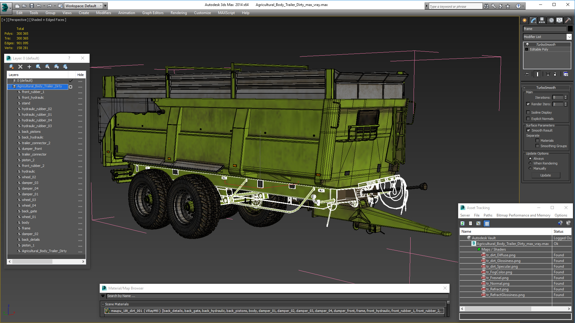 3D Agricultural Body Trailer Dirty