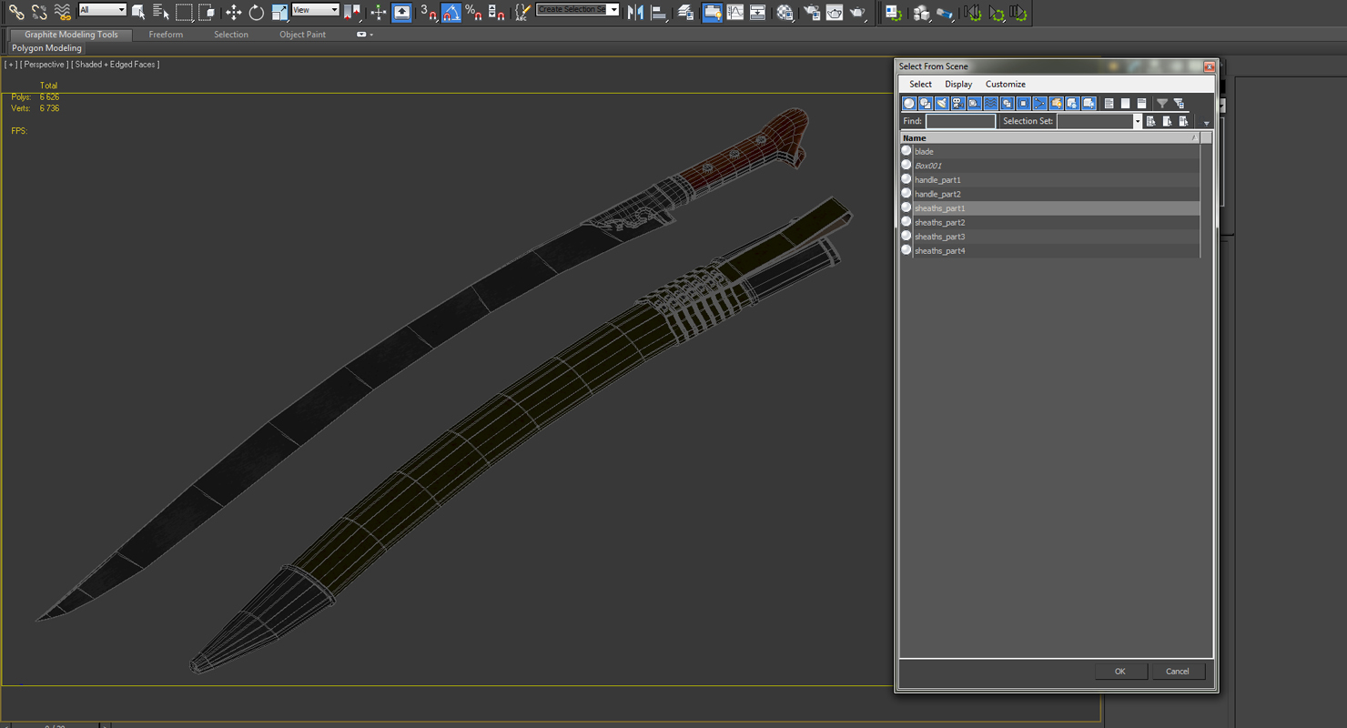 3D model Turkish Yatagan Sword Set