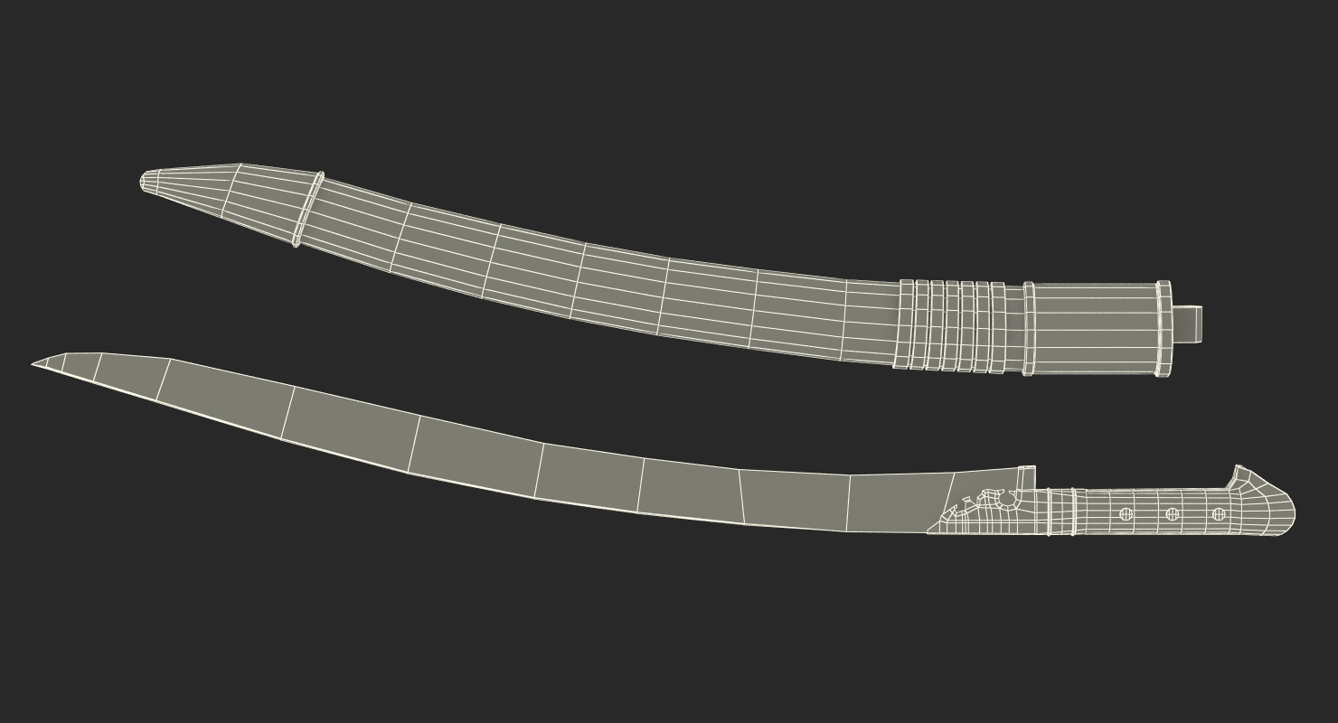 3D model Turkish Yatagan Sword Set