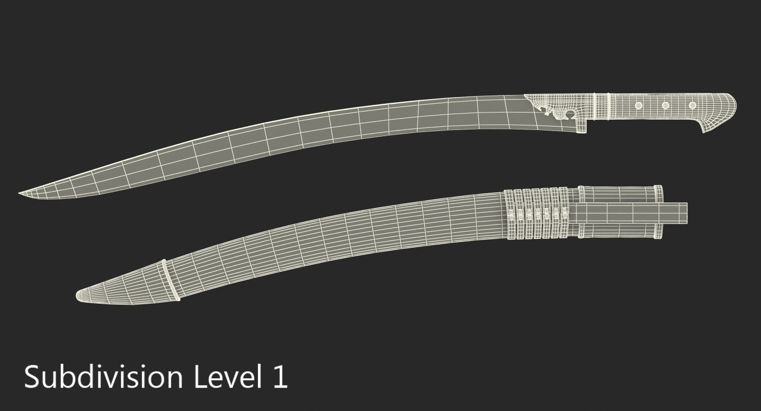 3D model Turkish Yatagan Sword Set