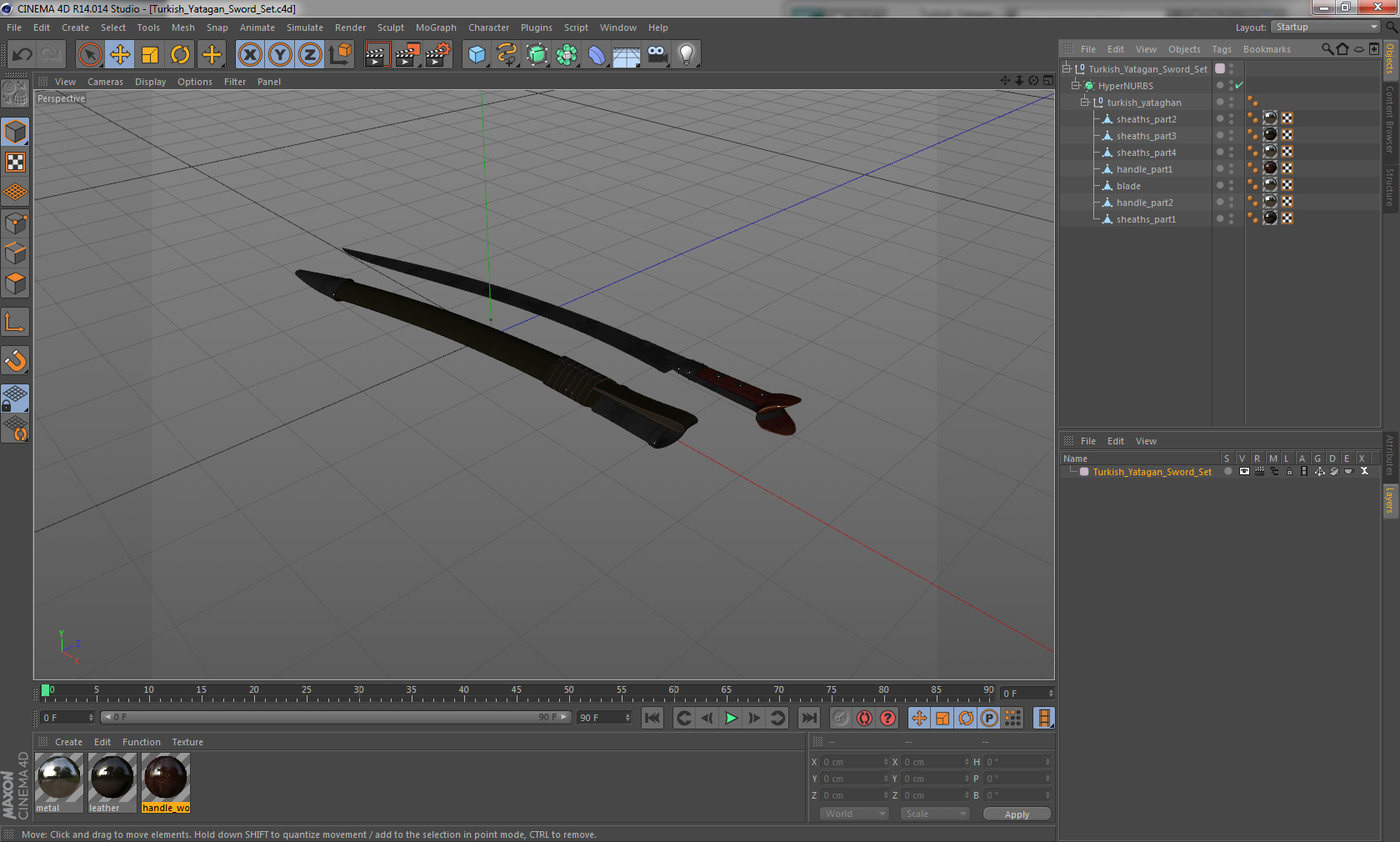 3D model Turkish Yatagan Sword Set