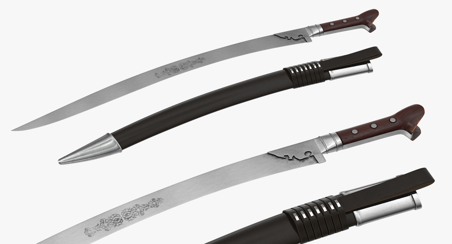 3D model Turkish Yatagan Sword Set
