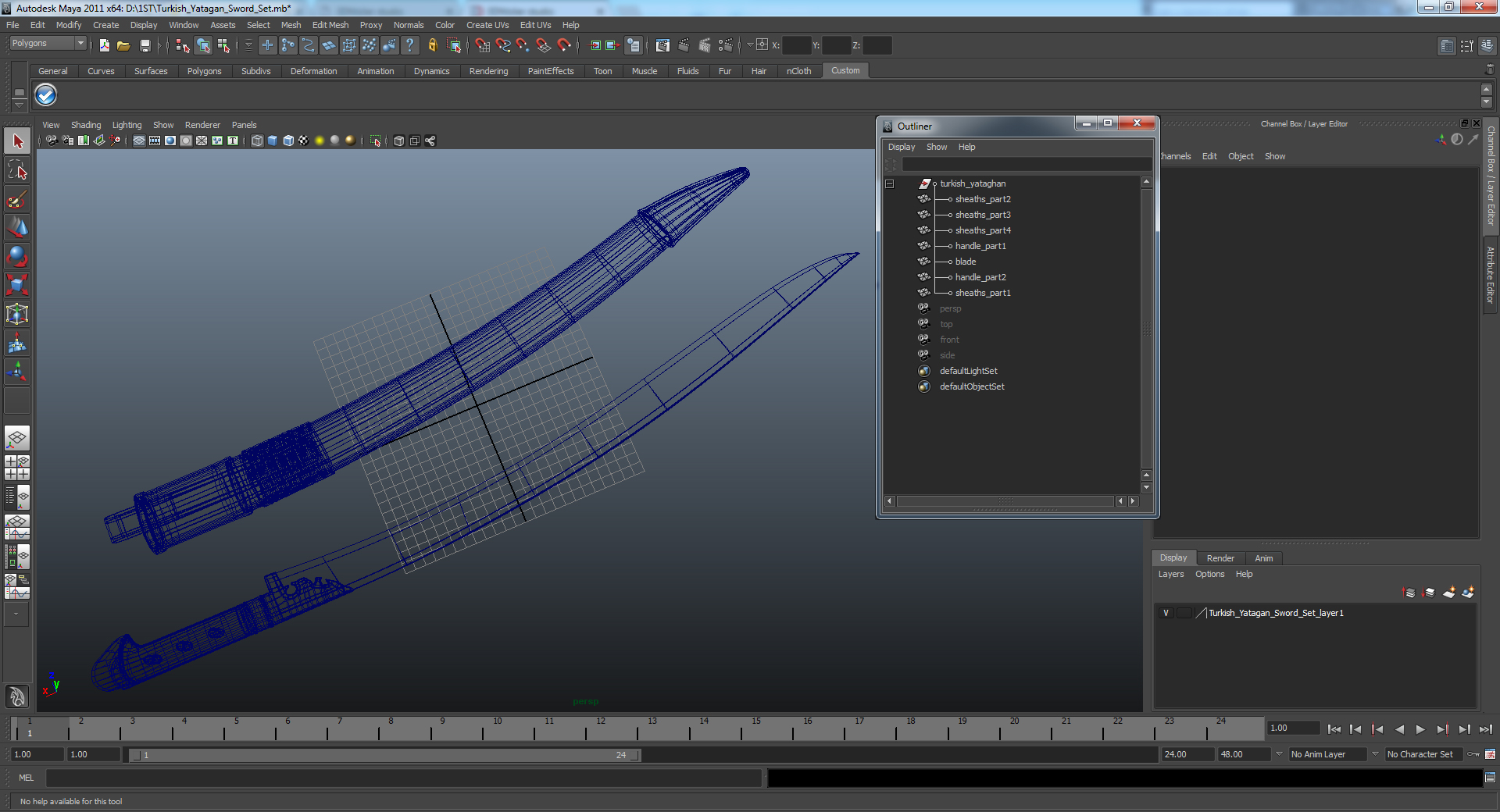 3D model Turkish Yatagan Sword Set