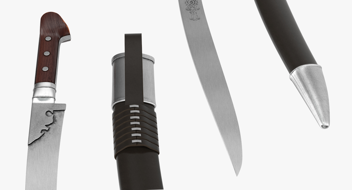 3D model Turkish Yatagan Sword Set