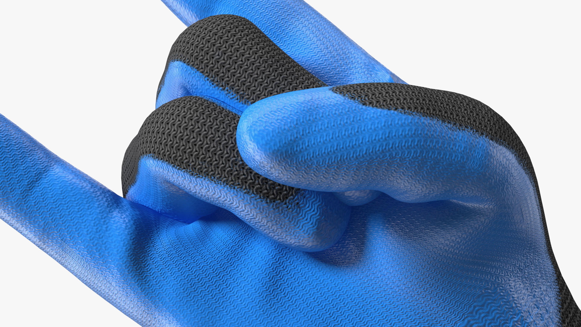3D Safety Work Gloves Sign of the Horns Blue Gray