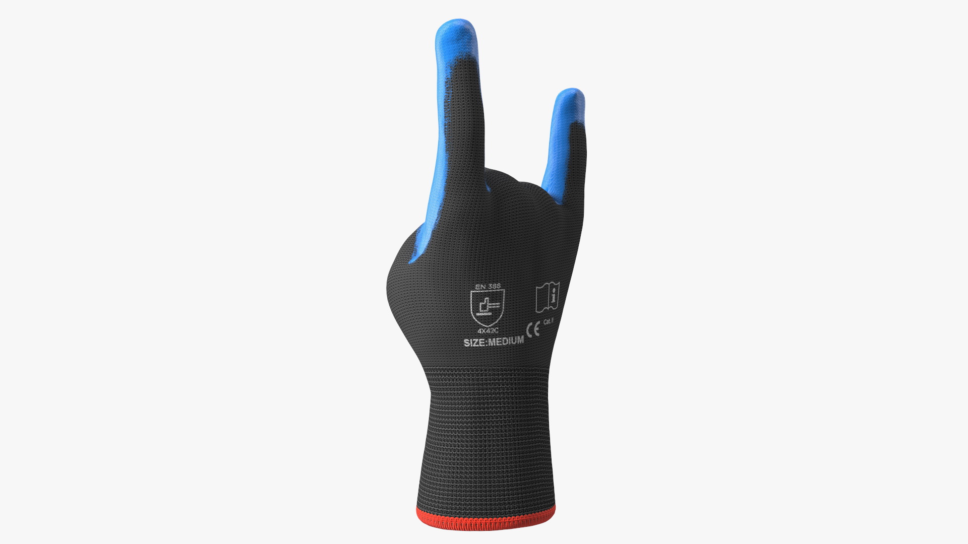 3D Safety Work Gloves Sign of the Horns Blue Gray