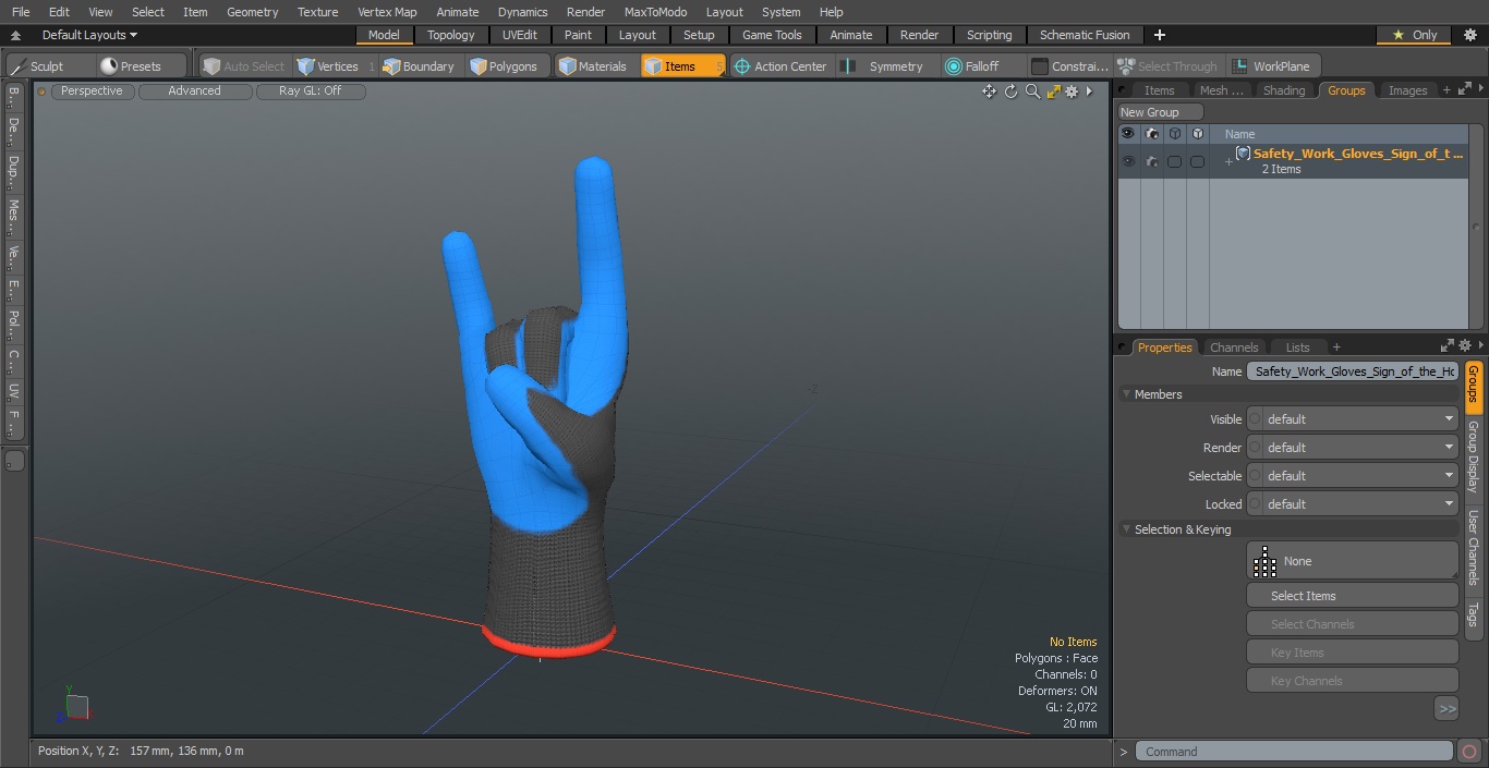 3D Safety Work Gloves Sign of the Horns Blue Gray
