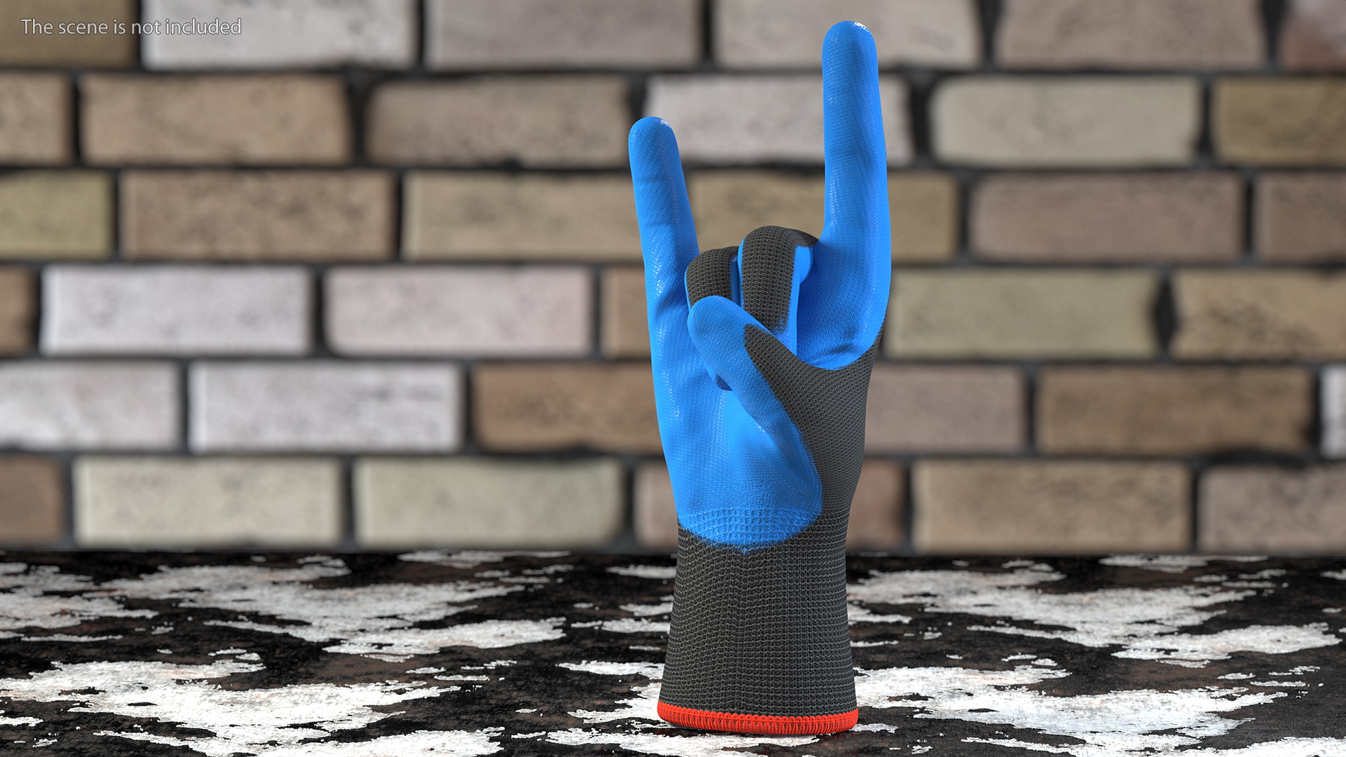 3D Safety Work Gloves Sign of the Horns Blue Gray