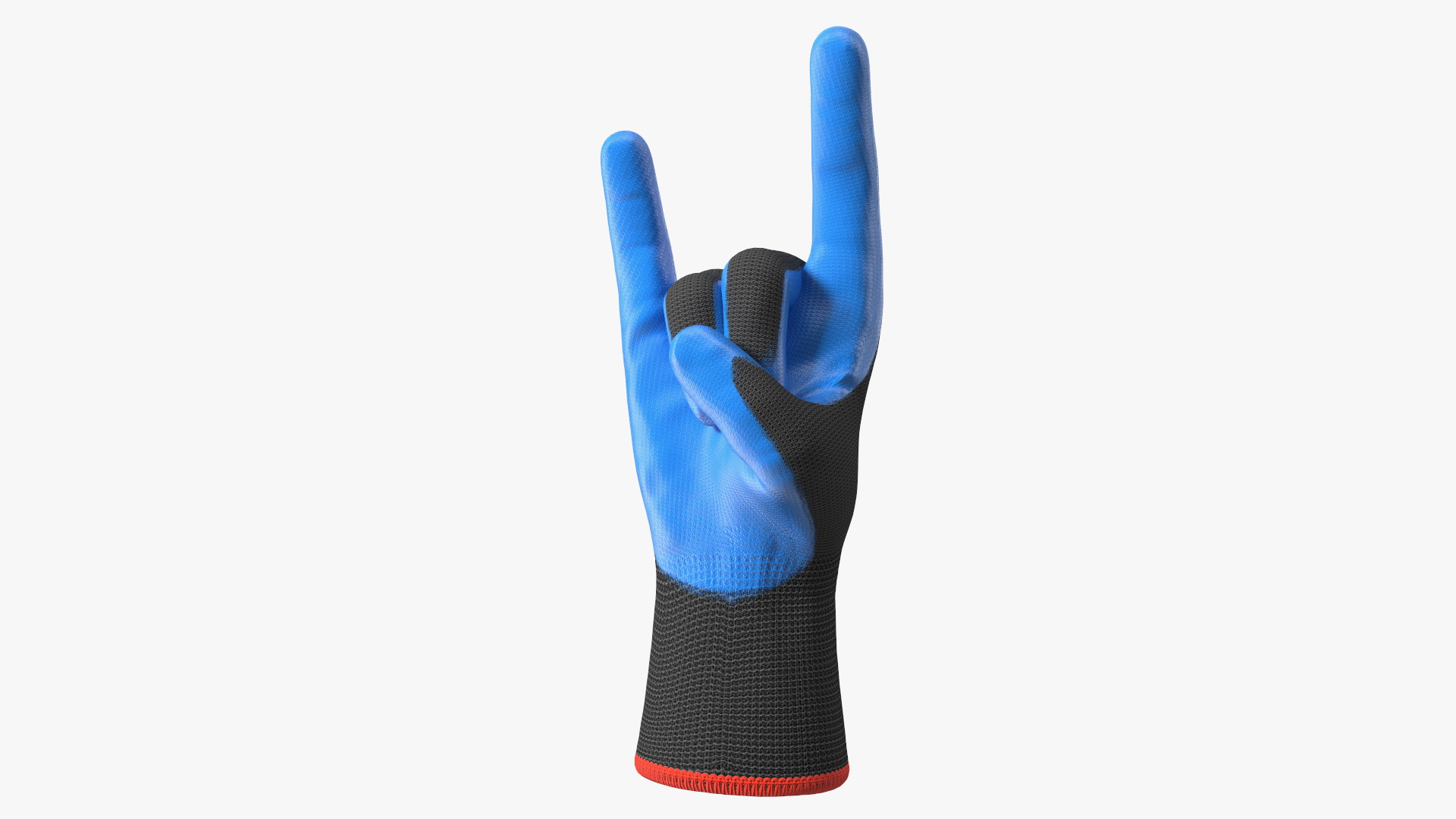3D Safety Work Gloves Sign of the Horns Blue Gray
