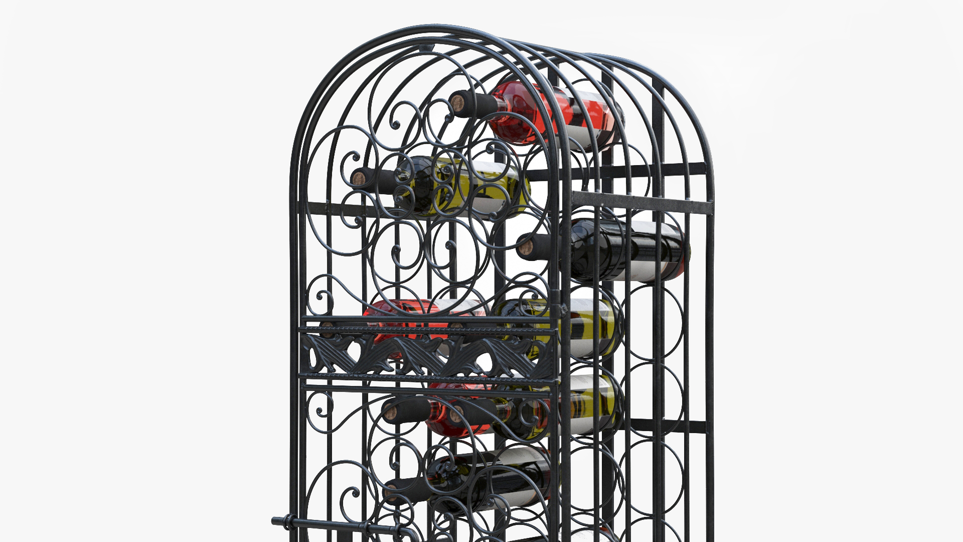 3D model Wine Rack Cabinet with Bottles