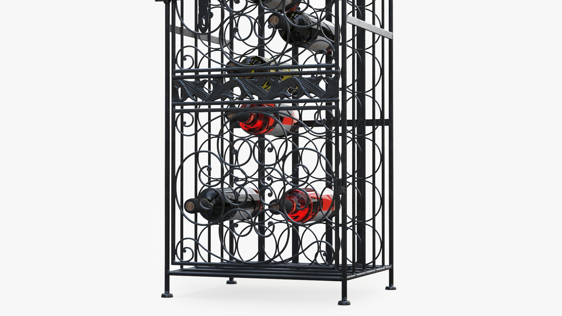 3D model Wine Rack Cabinet with Bottles