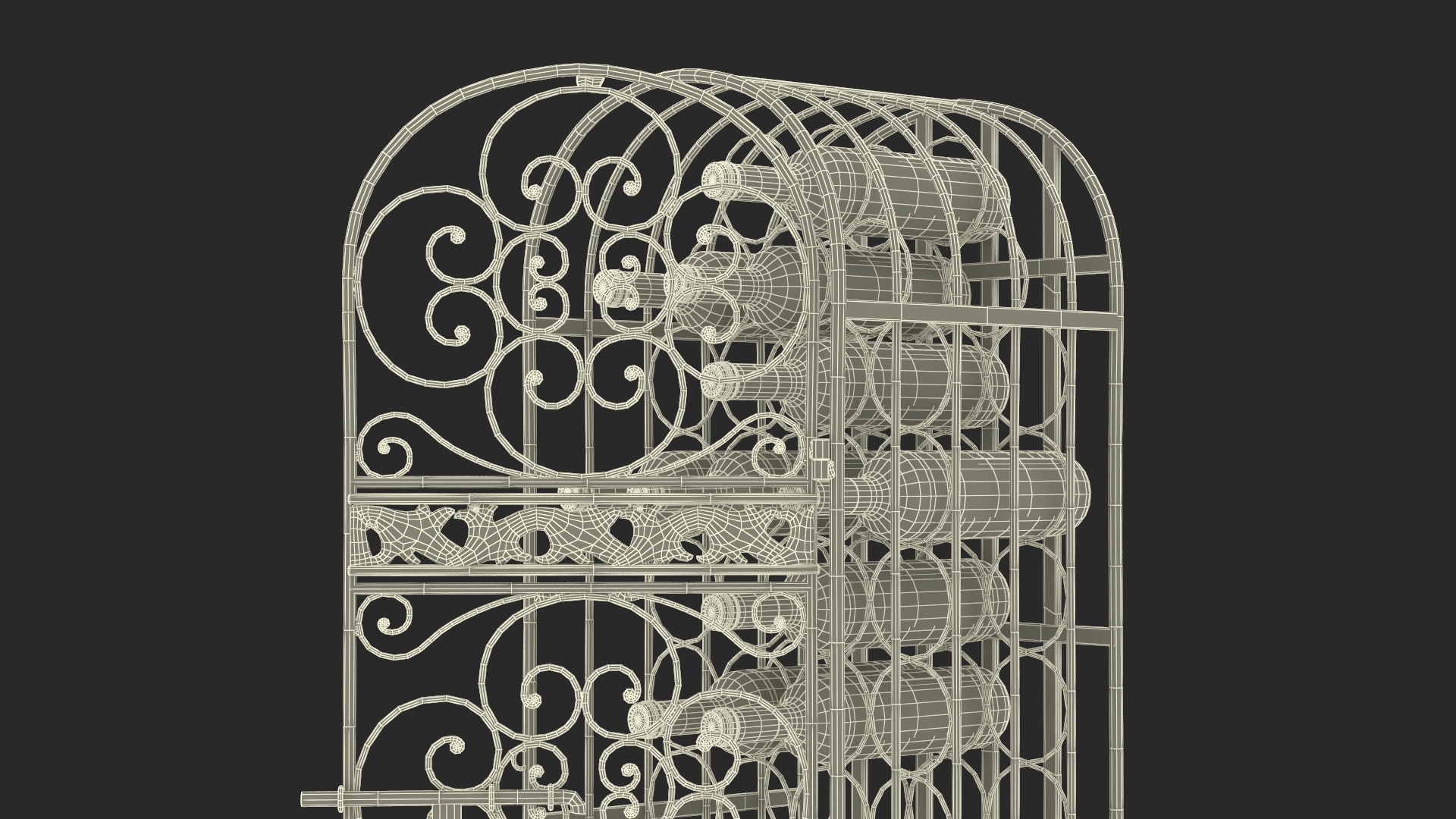 3D model Wine Rack Cabinet with Bottles