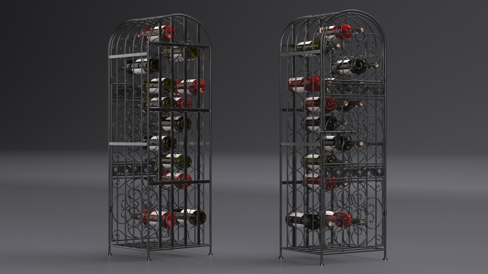 3D model Wine Rack Cabinet with Bottles