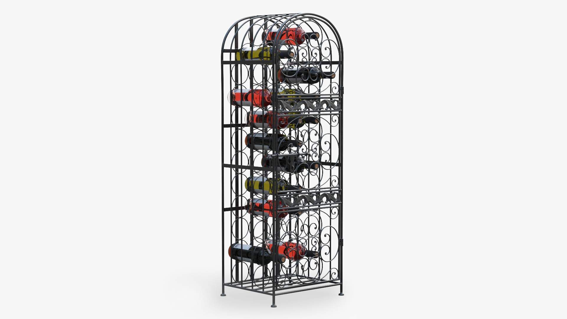 3D model Wine Rack Cabinet with Bottles