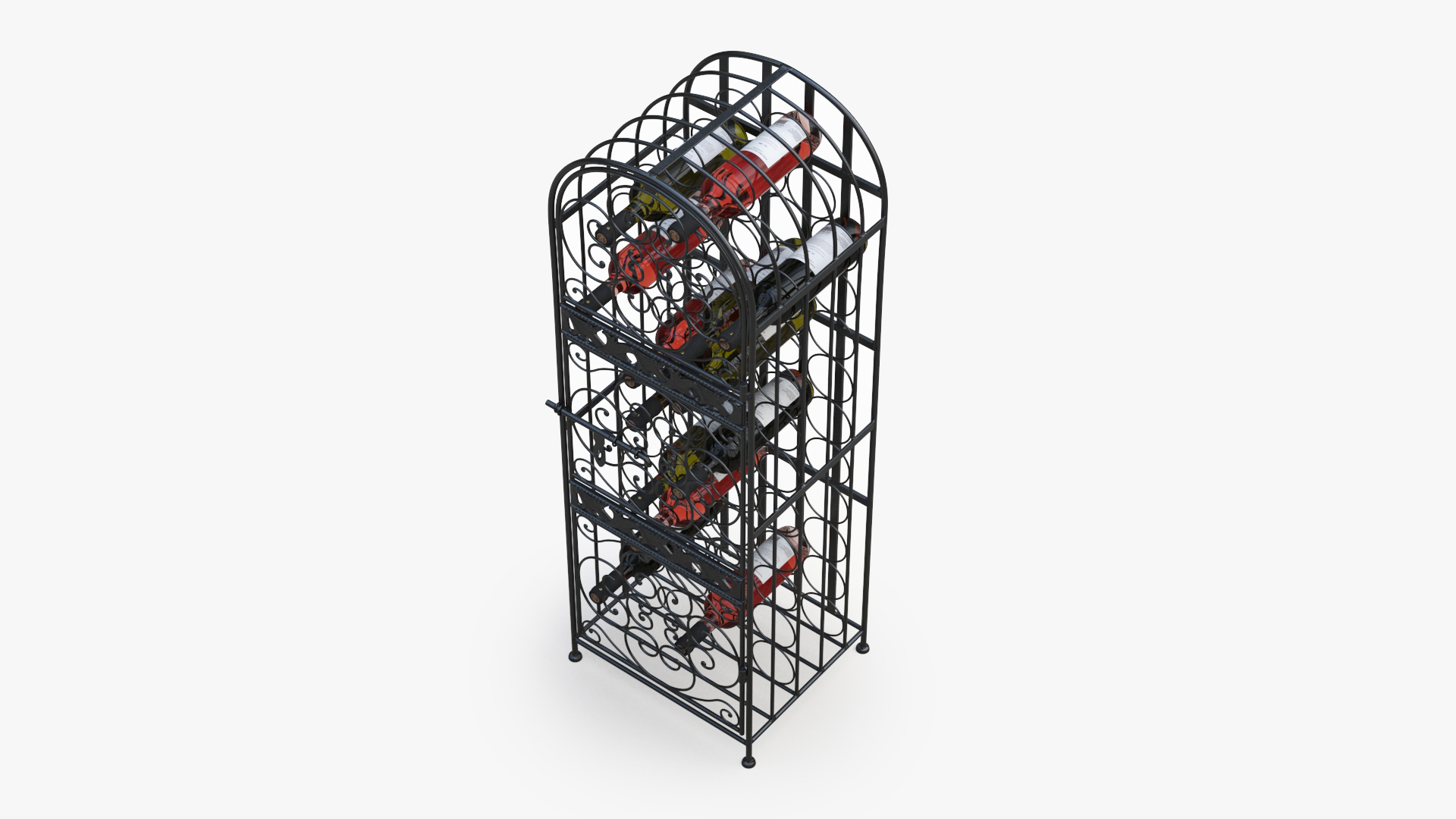 3D model Wine Rack Cabinet with Bottles